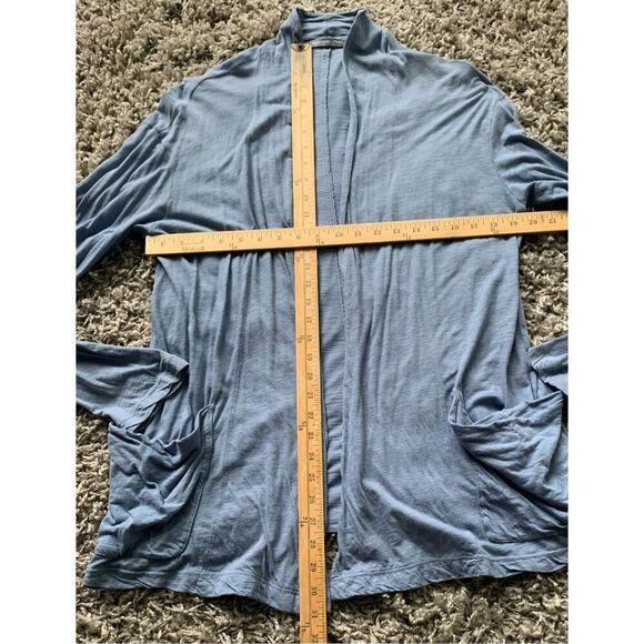 JAMES PERSE STANDARD blue COTTON long sleeve Open Wrap Cardigan T Shirt Top sz 2 - Picture 6 of 6